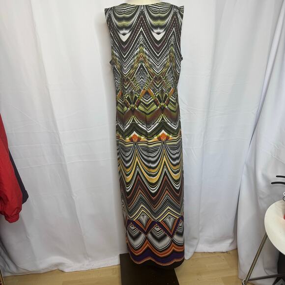 Chico's Size 3/XL Tribal Chevron Print Sleeveless Twist-Front Maxi Dress - Picture 2 of 7